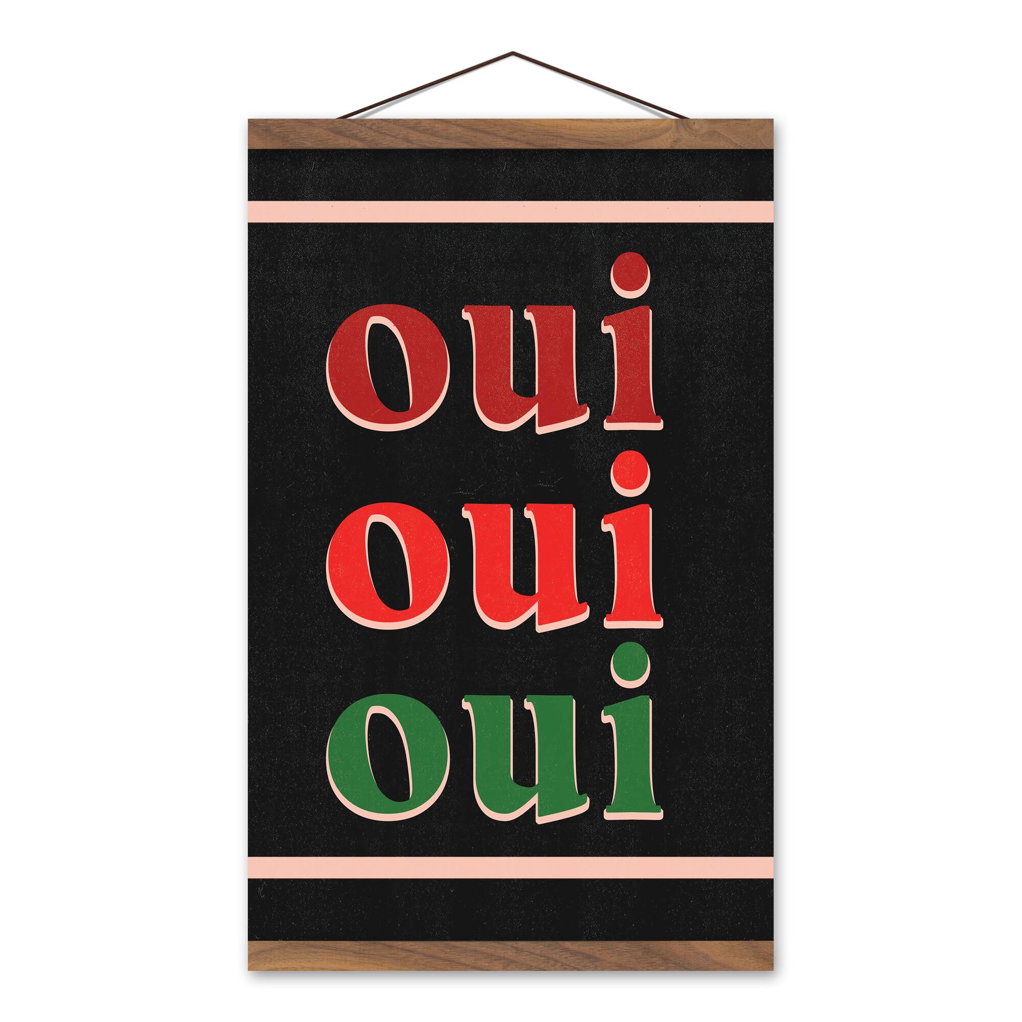 Oui Oui Oui Teak Hanging Canvas